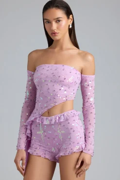 Oh Polly Women'S Clothing Sale - $65 And Under | Women'S Clothing Sale - $40 And Under^Ruched Ruffle Asymmetric Top in Violet Pink VioletPink