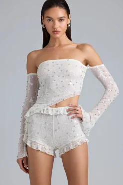 Oh Polly Women'S Clothing Sale - $65 And Under^Ruched Ruffle Asymmetric Top in Ivory