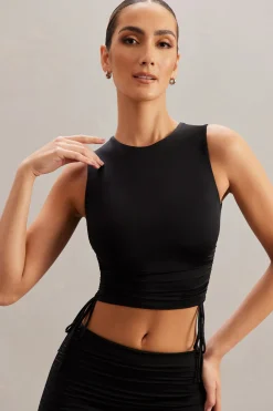 Oh Polly Co-Ords | Tops^Ruched Tank Top in Black