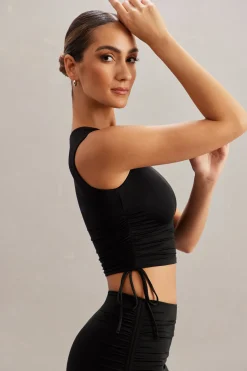 Oh Polly Co-Ords | Tops^Ruched Tank Top in Black