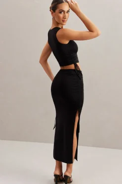 Oh Polly Co-Ords | Tops^Ruched Tank Top in Black