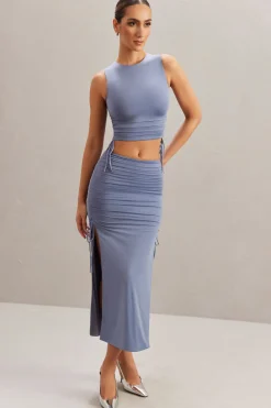 Oh Polly Co-Ords | Tops^Ruched Tank Top in Blue