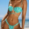Oh Polly Bikini Sets | Bikini Bottoms^Ruched Thong Bikini Bottoms in Blue Multi Print BlueMultiPrint