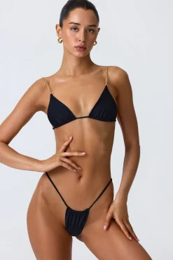 Oh Polly Bikini Sets | Bikini Bottoms^Ruched Thong Bikini Bottoms in Black