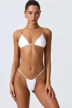 Oh Polly Bikini Sets | Bikini Bottoms^Ruched Thong Bikini Bottoms in White