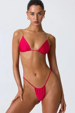 Oh Polly Bikini Sets | Bikini Bottoms^Ruched Thong Bikini Bottoms in Raspberry Pink RaspberryPink