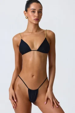 Oh Polly Bikini Sets | Bikini Bottoms^Ruched Thong Bikini Bottoms in Black
