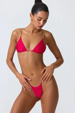 Oh Polly Bikini Sets | Bikini Bottoms^Ruched Thong Bikini Bottoms in Raspberry Pink RaspberryPink