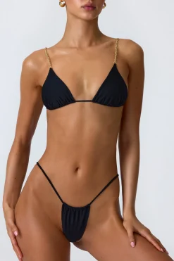 Oh Polly Bikini Sets | Bikini Bottoms^Ruched Thong Bikini Bottoms in Black