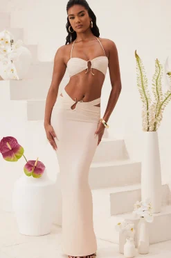 Oh Polly Co-Ords | Skirts & Skorts^Ruched Waist Hardware Detail Maxi Skirt in Ivory