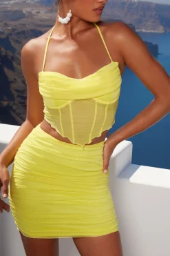 Oh Polly Women'S Clothing Sale - $65 And Under | Women'S Clothing Sale - $40 And Under^Ruffle Hem Mesh Mini Skirt in Lime