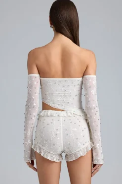 Oh Polly Women'S Clothing Sale - $65 And Under^Ruffle Mid-Rise Hot Pant Shorts in Ivory