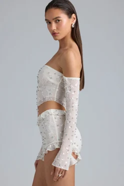 Oh Polly Women'S Clothing Sale - $65 And Under^Ruffle Mid-Rise Hot Pant Shorts in Ivory