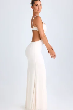 Oh Polly Mesh Dresses^Ruffle-Appliqué Cut-Out Maxi Dress in White