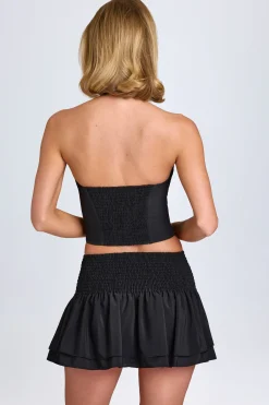 Oh Polly Skirts & Skorts | Co-Ords^Ruffled Shirred Low-Rise Micro Mini Skirt in Black