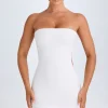 Oh Polly Night Out^Ruffle-Trim Cut-Out Bandeau Mini Dress in White