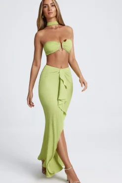 Oh Polly Skirts & Skorts | Bottoms^Ruffle-Trim Maxi Skirt in Olive Green OliveGreen