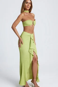Oh Polly Skirts & Skorts | Bottoms^Ruffle-Trim Maxi Skirt in Olive Green OliveGreen