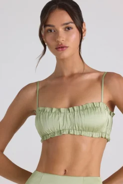 Oh Polly Women'S Clothing Sale - $65 And Under | Women'S Clothing Sale - $40 And Under^Ruffle-Trim Smocked Crop Top in Spring Green SpringGreen
