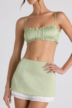Oh Polly Women'S Clothing Sale - $65 And Under | Women'S Clothing Sale - $40 And Under^Ruffle-Trim Smocked Crop Top in Spring Green SpringGreen