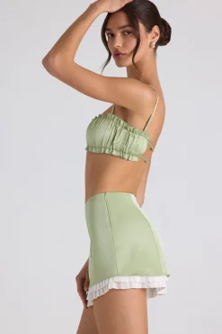 Oh Polly Women'S Clothing Sale - $65 And Under | Women'S Clothing Sale - $40 And Under^Ruffle-Trim Smocked Crop Top in Spring Green SpringGreen