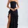 Oh Polly Wedding Guest | Homecoming Dresses^Ruffle-Trim Strapless Gown in Black
