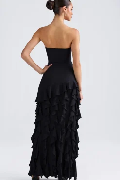 Oh Polly Wedding Guest | Homecoming Dresses^Ruffle-Trim Strapless Gown in Black