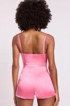 Oh Polly Jumpsuits & Unitards^Satin Corset Playsuit in Pink