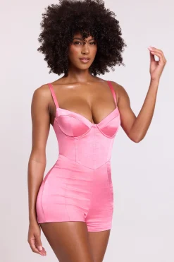 Oh Polly Jumpsuits & Unitards^Satin Corset Playsuit in Pink