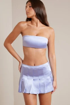 Oh Polly Women'S Clothing Sale - $65 And Under | Women'S Clothing Sale - $40 And Under^Satin Low-Rise Pleated Mini Skirt in Periwinkle