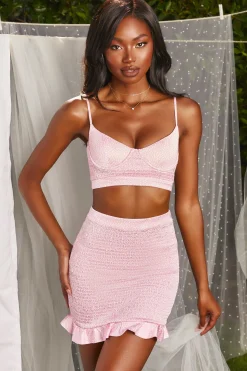Oh Polly Women'S Clothing Sale - $40 And Under | Women'S Clothing Sale - $65 And Under^Satin Shirred Mini Skirt in Pink