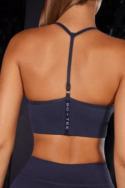 Oh Polly Matching Sets | Sports Bras^Scoop Neck Halter Sports Bra in Navy