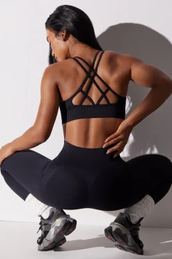 Oh Polly Matching Sets | Sports Bras^Scoop Neck Multi Strap Sports Bra in Black