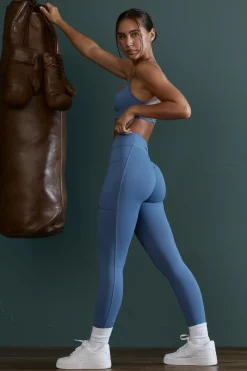 Oh Polly Matching Sets | Sports Bras^Scoop Neck Open Back Sports Bra in Blue