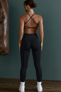 Oh Polly Matching Sets | Sports Bras^Scoop Neck Open Back Sports Bra in Black