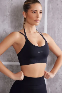 Oh Polly Matching Sets | Sports Bras^Scoop Neck Sports Bra in Jet Black JetBlack