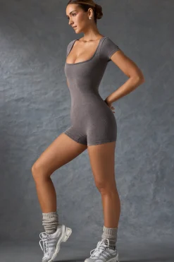 Oh Polly Unitards | Jumpsuits & Unitards^Scoop-Neck Unitard in Washed Charcoal WashedCharcoal