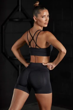 Oh Polly Matching Sets^Seamless High Waist Mini Shorts in Black