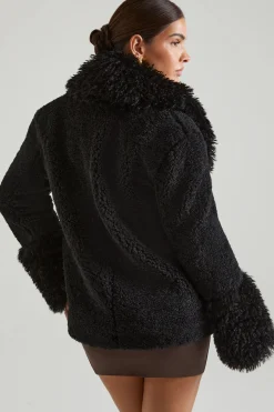 Oh Polly Outerwear | Fall Outfits^Shearling Coat with Large Front Pockets in Black