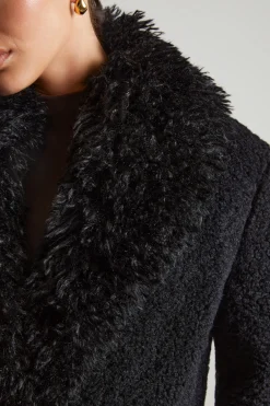 Oh Polly Outerwear | Fall Outfits^Shearling Coat with Large Front Pockets in Black