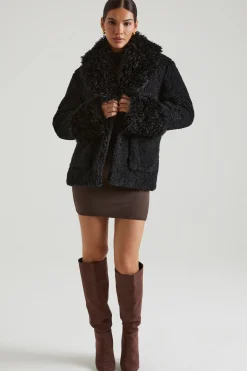 Oh Polly Outerwear | Fall Outfits^Shearling Coat with Large Front Pockets in Black