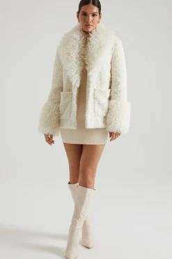 Oh Polly Outerwear | Fall Outfits^Shearling Coat with Large Front Pockets in Cream