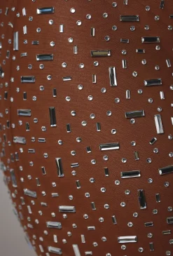 Oh Polly Party Dresses | Holiday Party Dresses & Outfits^Sheer Embellished High Neck Evening Gown in Mocha