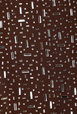 Oh Polly Party Dresses | Holiday Party Dresses & Outfits^Sheer Embellished Scoop Neck Mini Dress in Deep Cocoa DeepCocoa