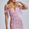 Oh Polly Women'S Clothing Sale - $65 And Under^Sheer Lace A-Line Mini Dress in Baby Pink BabyPink