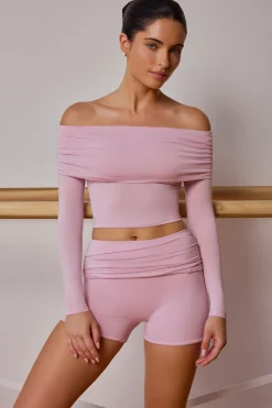 Oh Polly Matching Sets | Tops^Sheer Off-Shoulder Long-Sleeve Top in Soft Pink SoftPink