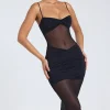 Oh Polly Night Out | Mesh Dresses^Sheer Panelled Draped Midaxi Dress in Black
