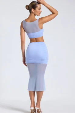 Oh Polly Skirts & Skorts | Co-Ords^Sheer Panelled Draped Midaxi Skirt in Periwinkle Blue PeriwinkleBlue