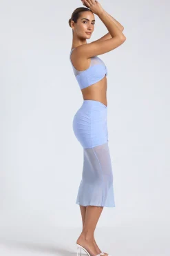 Oh Polly Skirts & Skorts | Co-Ords^Sheer Panelled Draped Midaxi Skirt in Periwinkle Blue PeriwinkleBlue