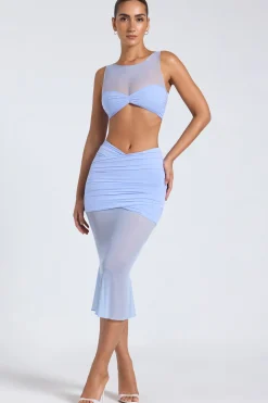 Oh Polly Skirts & Skorts | Co-Ords^Sheer Panelled Draped Midaxi Skirt in Periwinkle Blue PeriwinkleBlue